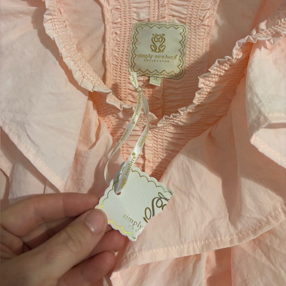 Simply Southern | Pale Pink Ruffled Tiered Dress | Size XL - Picture 4 of 7